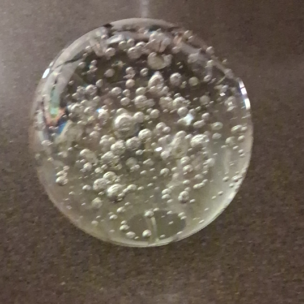 Vtg Hand-blown Clear Art Glass Bullicante Paperweight Orb